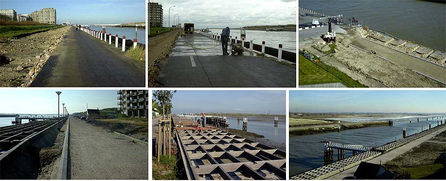 collage werken aan dee fiets- wandelweg deel Loodswezenplein Westdiep